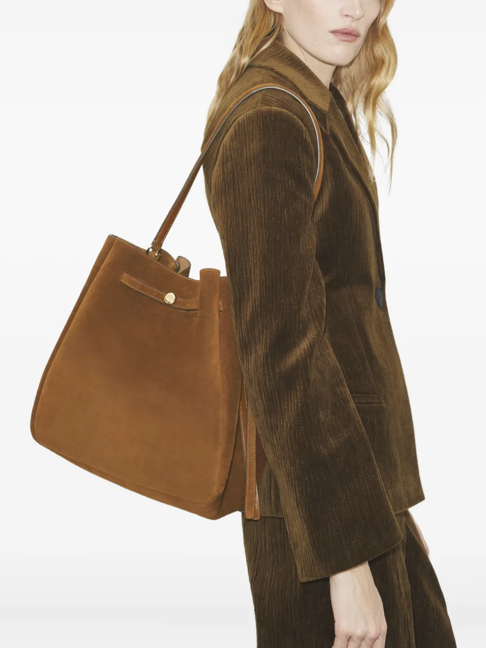 Tory Burch Large Romy Suede Shoulder Bag In Brown