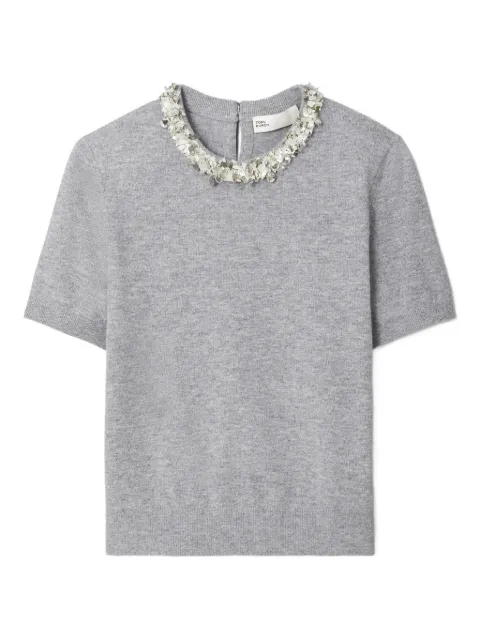 Tory Burch sequin-embellished short-sleeve top