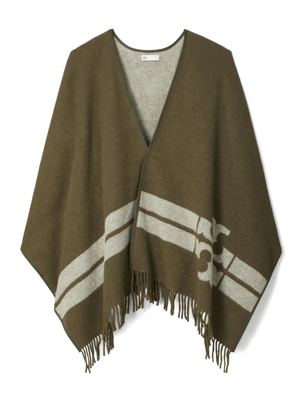 Tory Burch striped logo cape | Green | Image 1