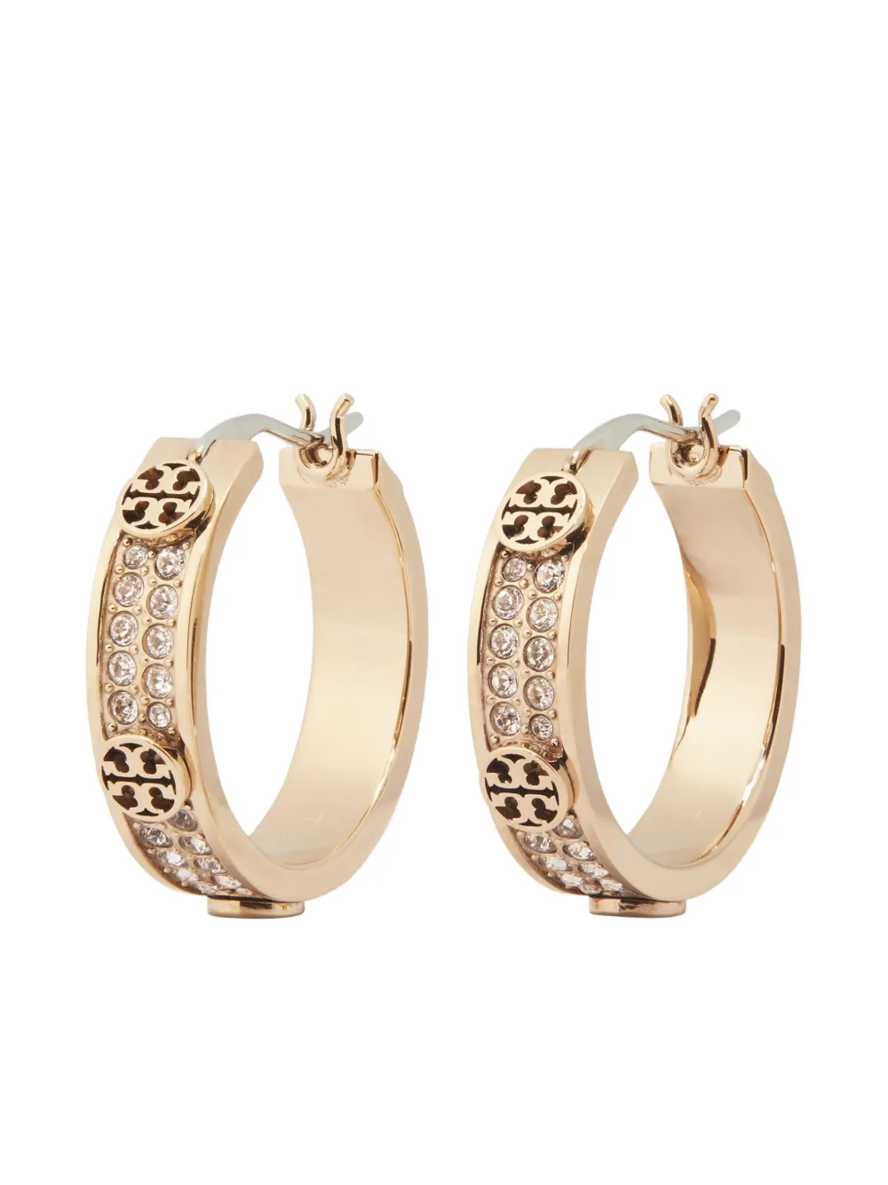 Tory Burch pavé hoop earrings - Goud
