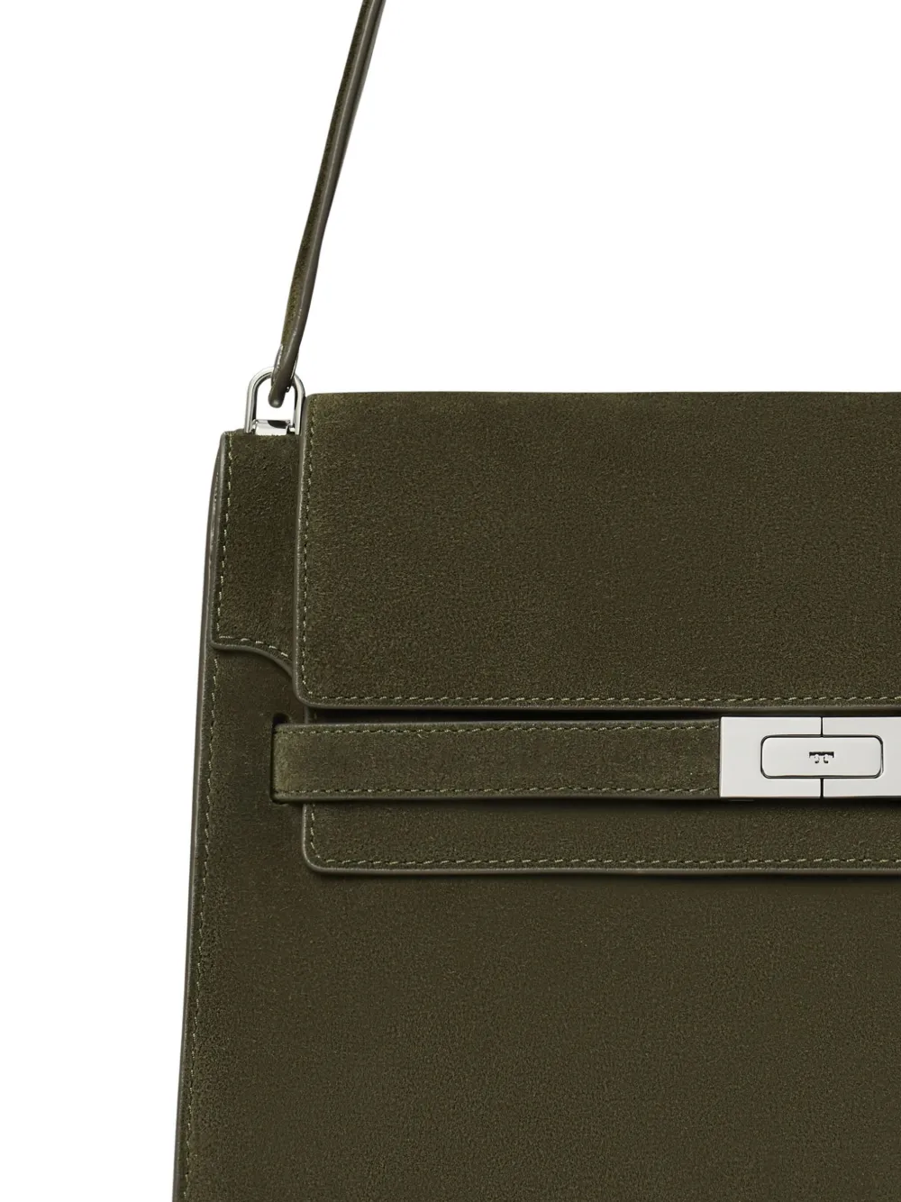 Tory Burch Lee Radziwill grote suède schoudertas Groen