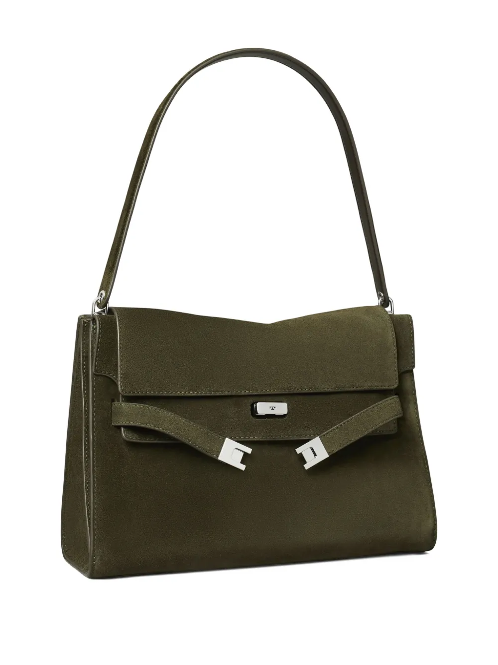 Tory Burch Lee Radziwill grote suède schoudertas Groen