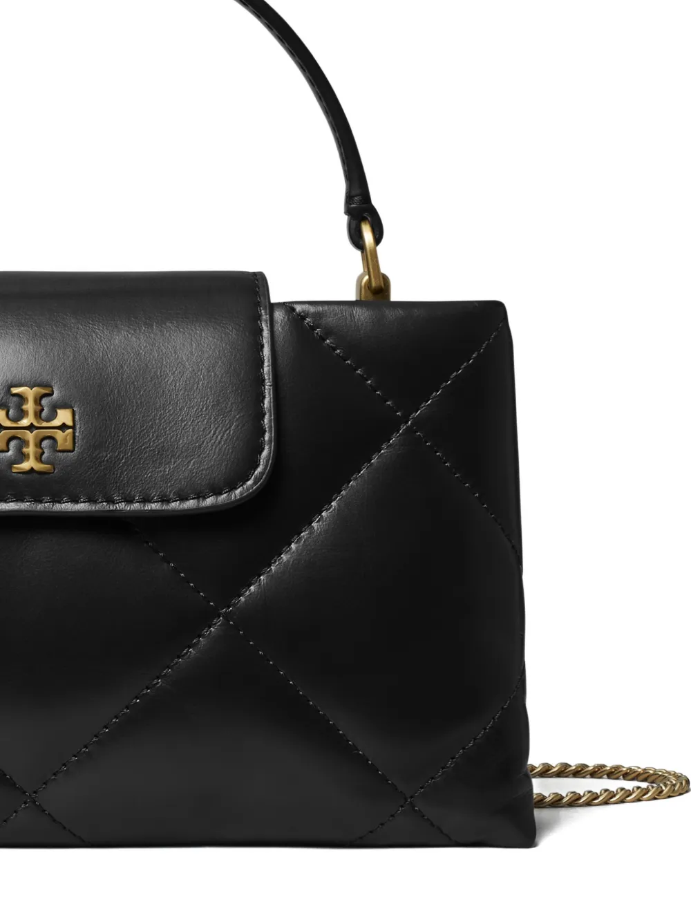 Tory Burch Kira Diamond Quilted East-west Top Handle Bag In Black