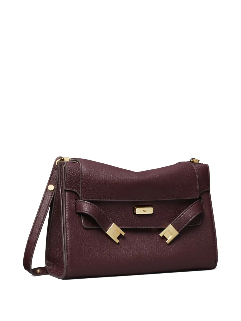 Tory Burch Lee Radziwill Pebbled Shoulder Bag In Burgundy