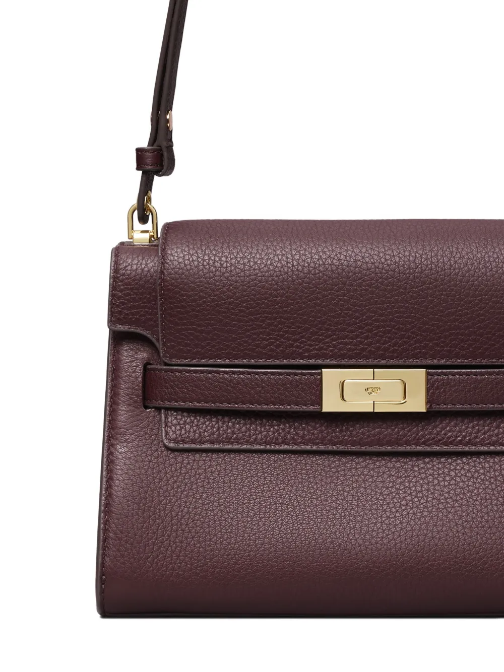 Tory Burch Lee Radziwill Pebbled Shoulder Bag In Burgundy