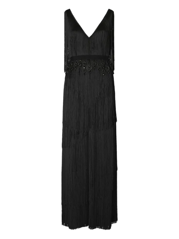 Tory Burch Fringed Maxi Dress - Black