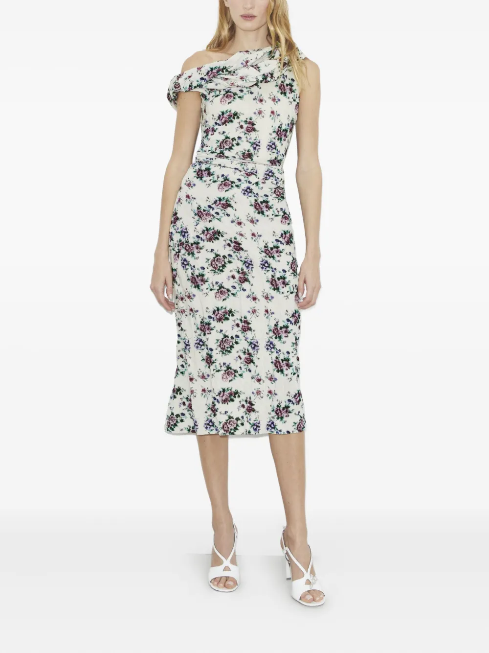 Tory Burch floral-print velvet midi dress - Beige