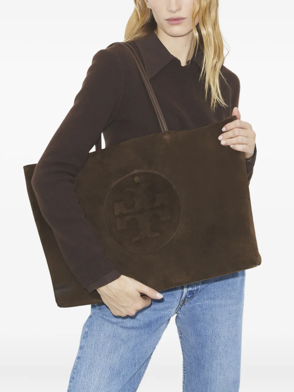 Tory Burch Ella suede tote bag - Bruin