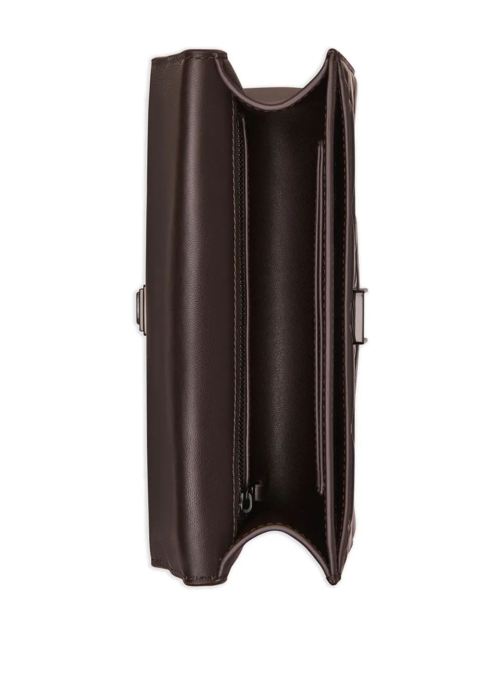 Tory Burch Fleming kleine gewatteerde gelakte schoudertas Bruin