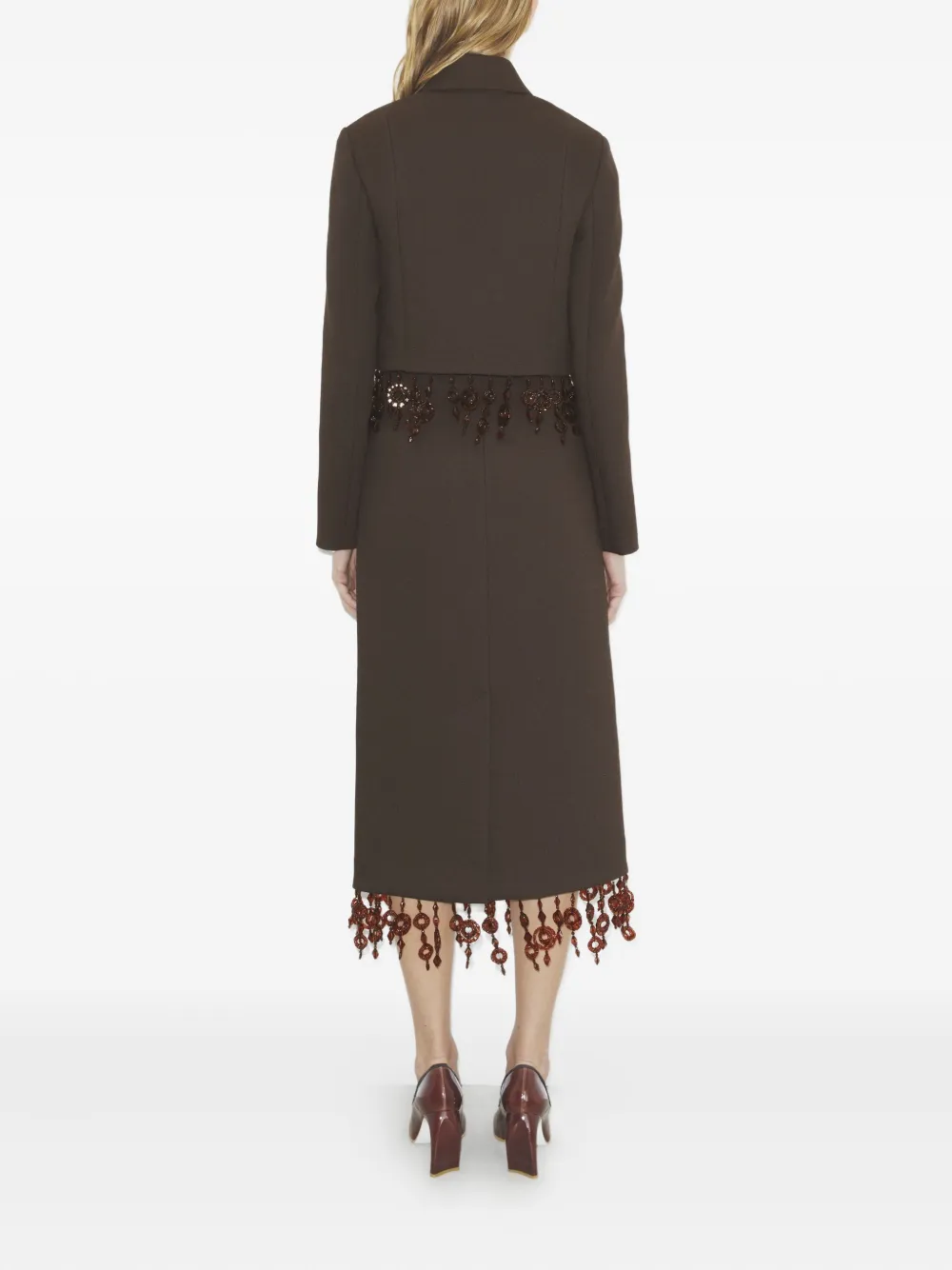 Tory Burch Embellished Crepe Midi Skirt In Brown