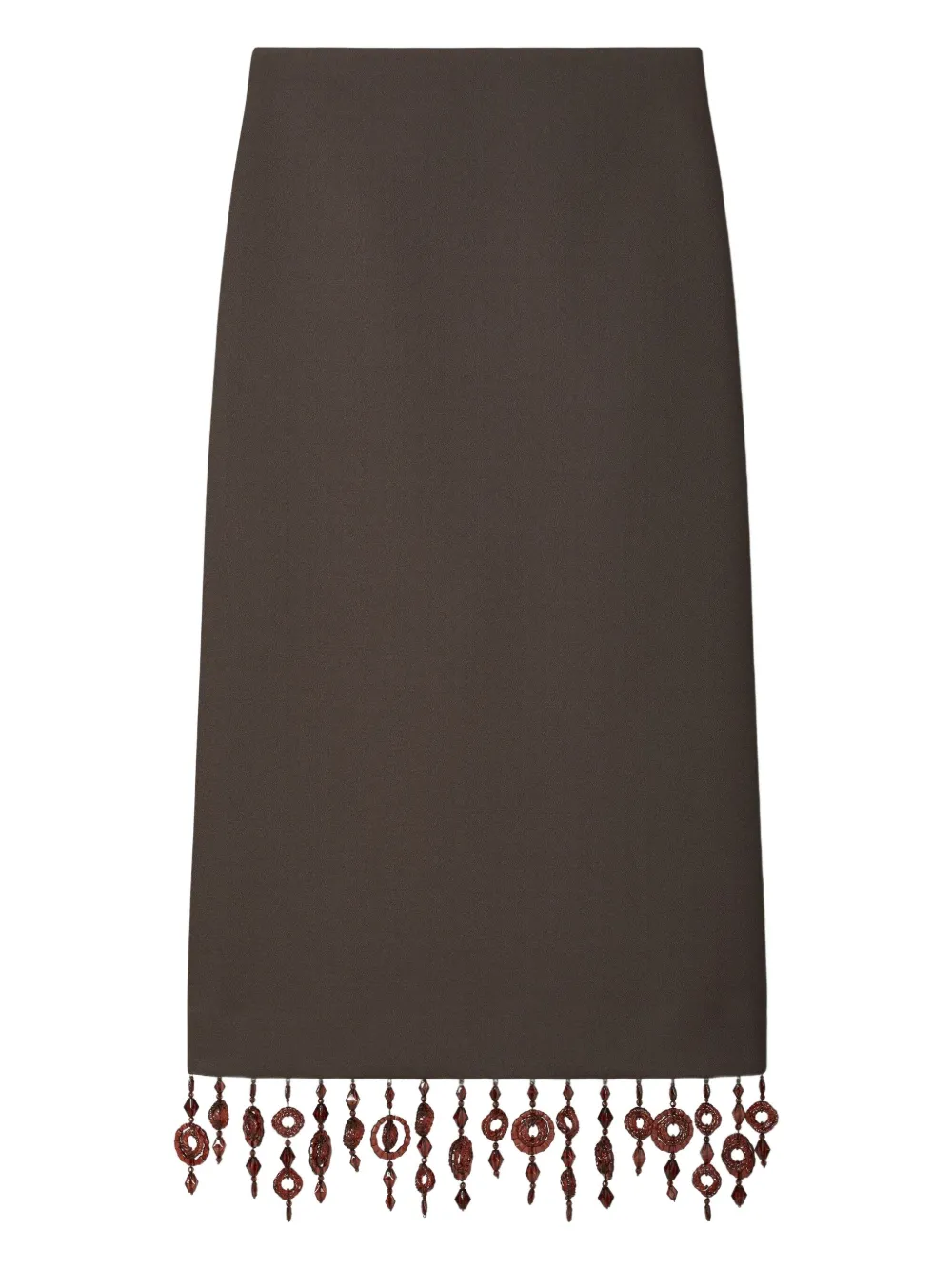 Tory Burch Embellished Crepe Midi Skirt In Brown