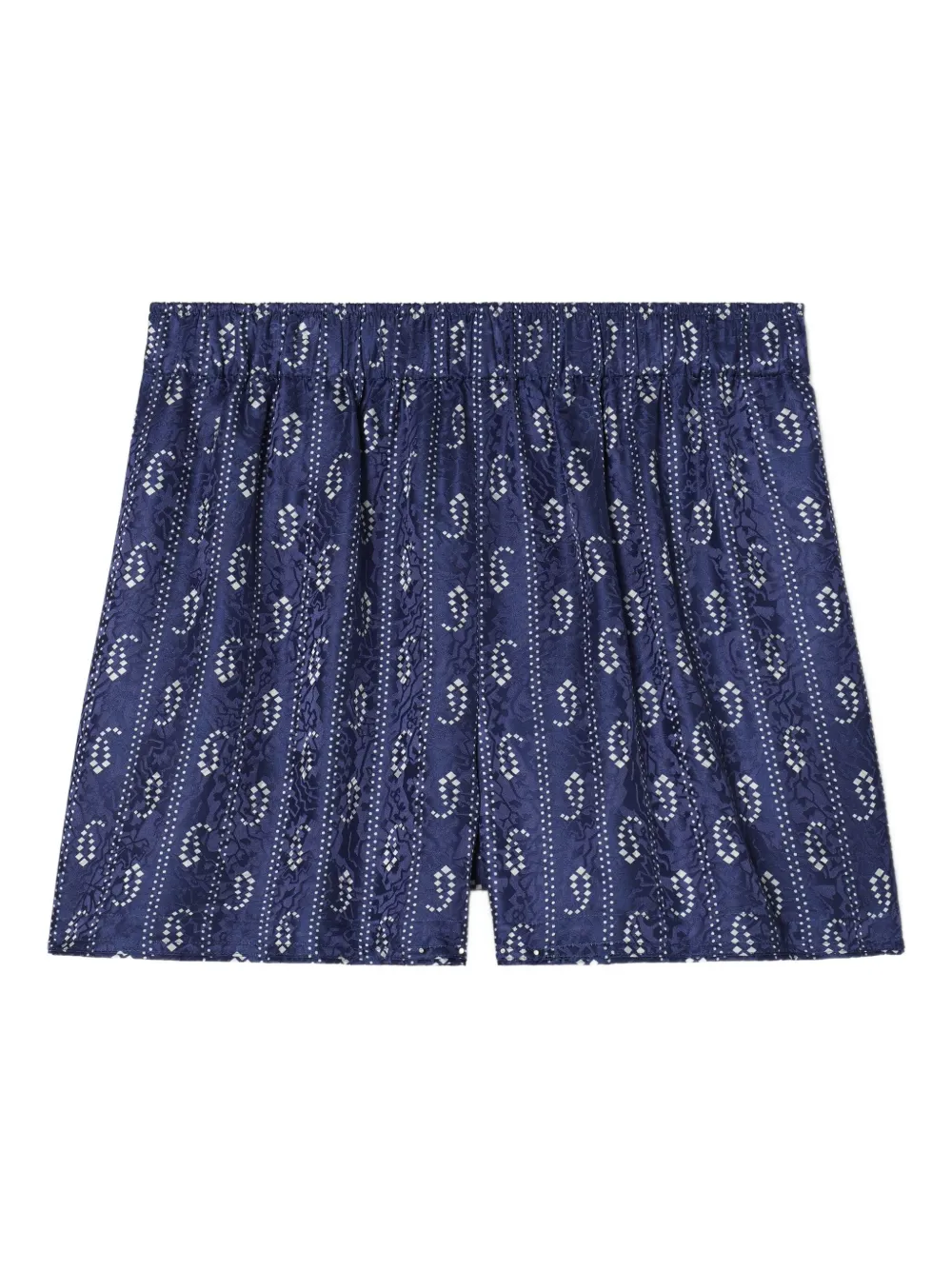 Tory Burch Printed Camp Beach Shorts In Blue