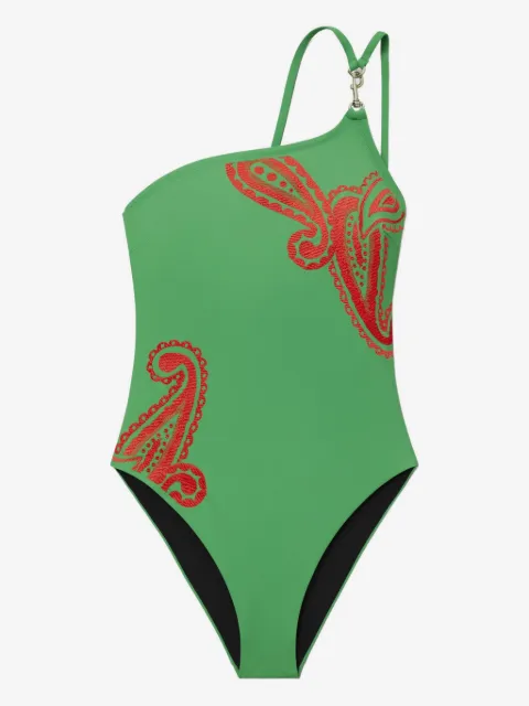 Tory Burch broderet badedragt med én skulder