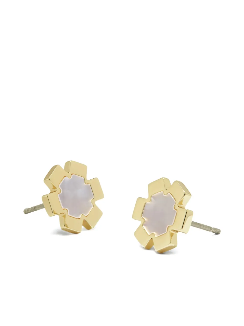Tory Burch Mother-of-pearl Flower Stud Earrings In Gold