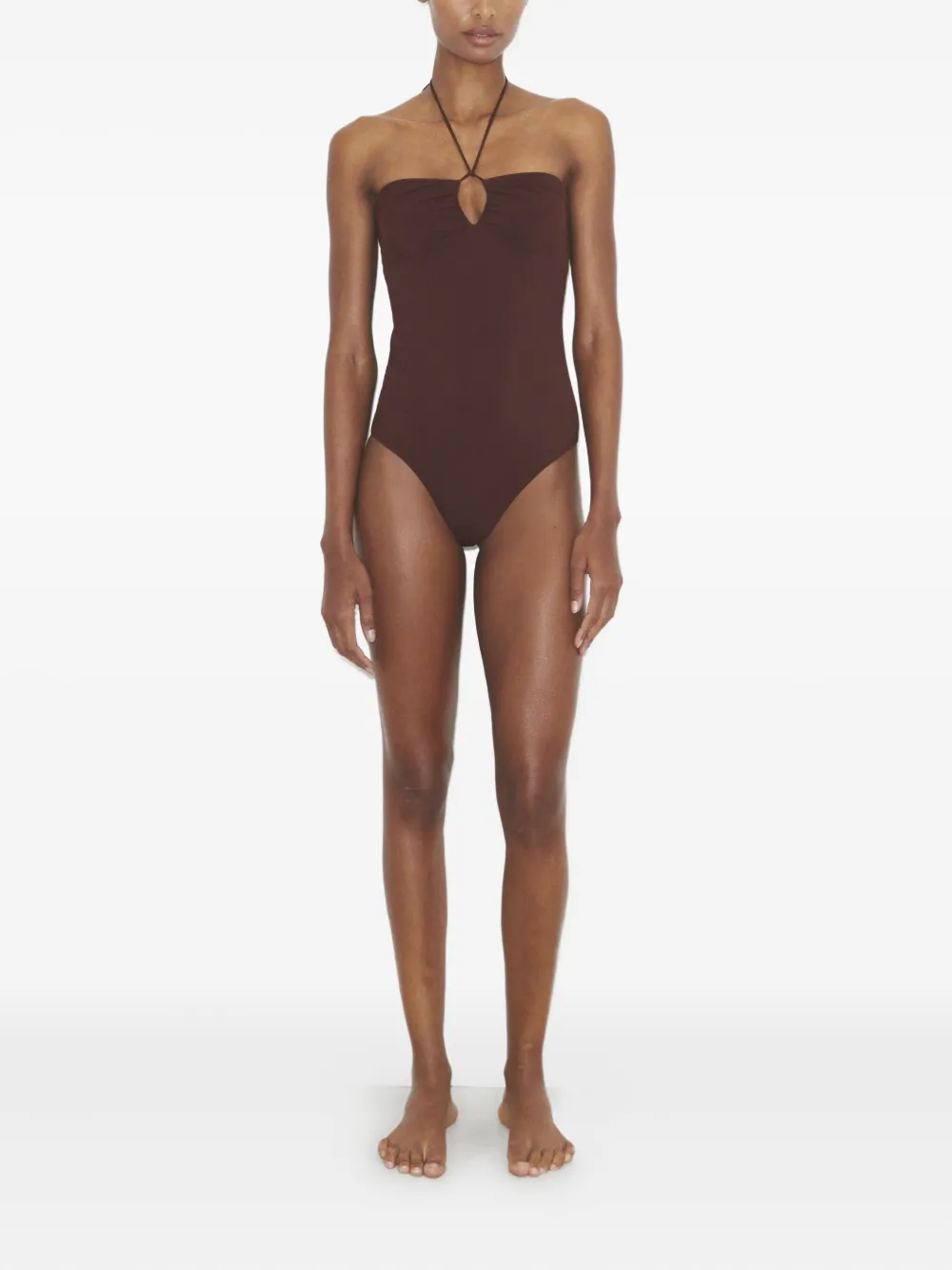 Tory Burch Halterneck Swimsuit In Brown
