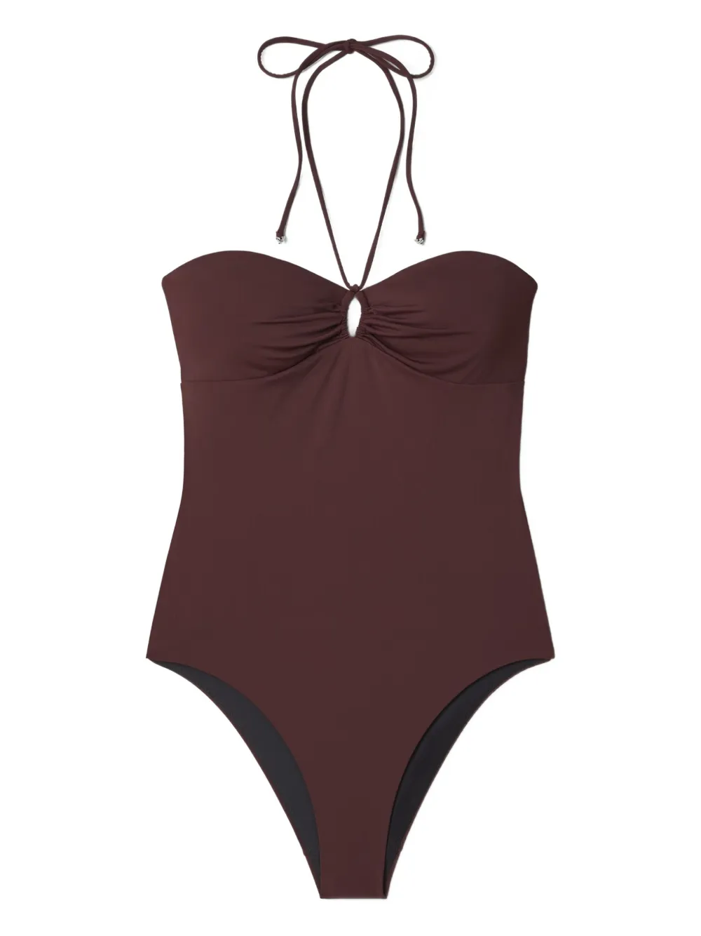 Tory Burch Halterneck Swimsuit In Brown