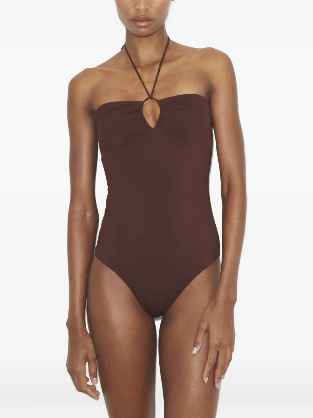 Tory Burch Halterneck Swimsuit In Brown