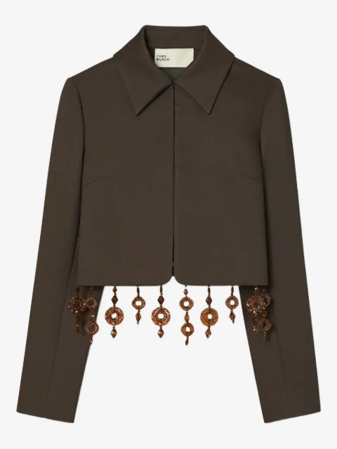 Tory Burch chamarra con mostacillas