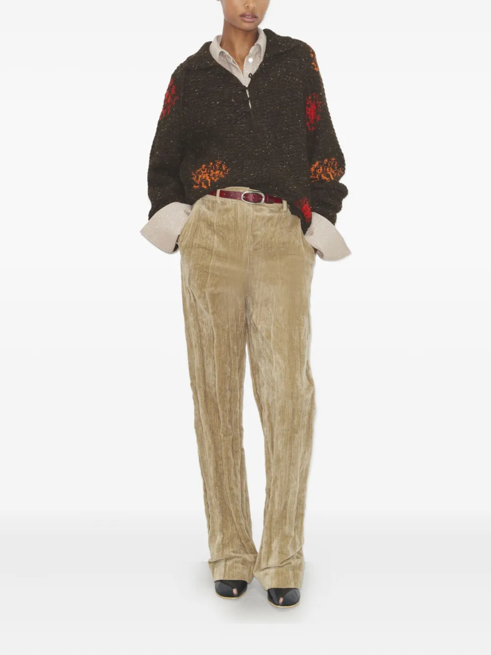 Tory Burch Embroidery-detail Sweater In Brown