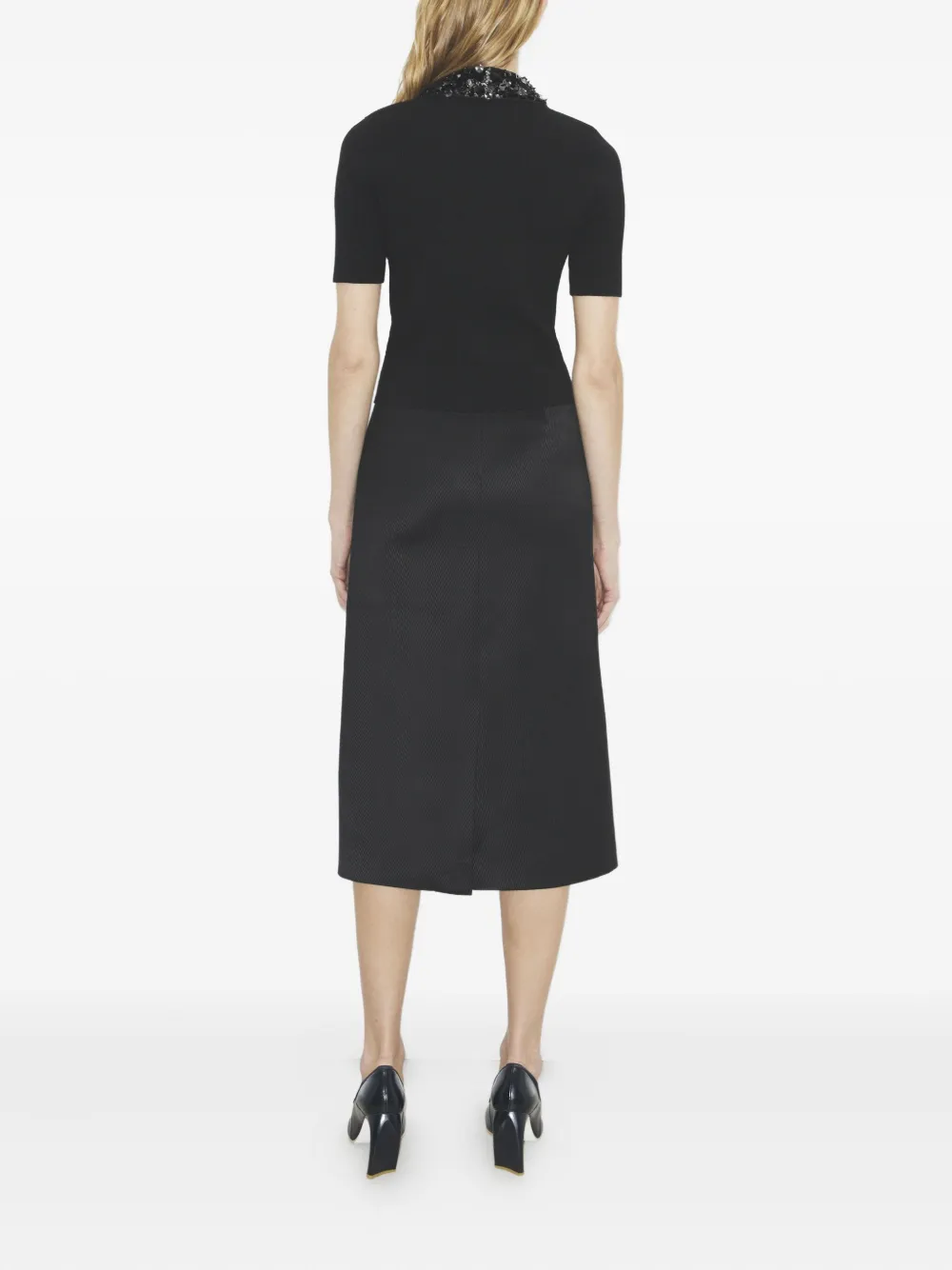 Tory Burch Embellished Collar Short-sleeve Top In Black