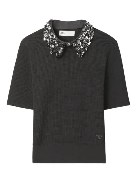 Tory Burch embellished-collar short-sleeve top