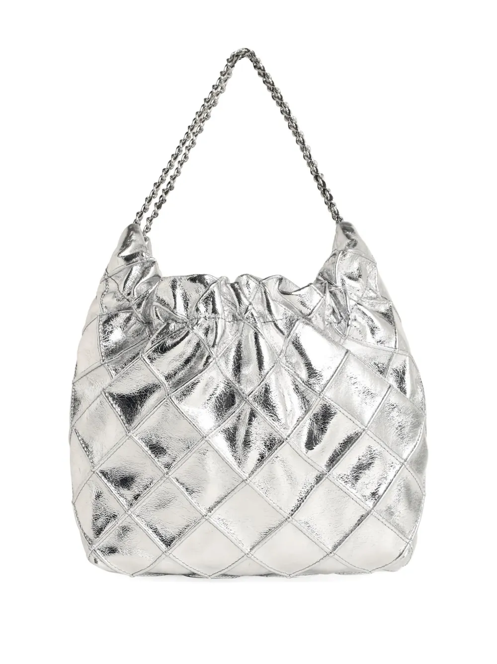Tory Burch Fleming Quilted-effect Mini Bag In Silver