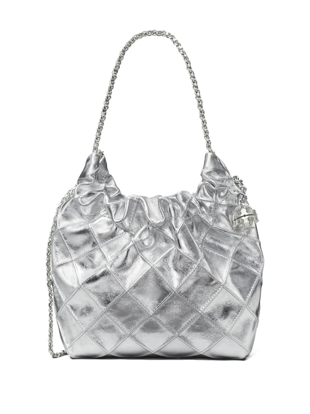 Tory Burch Fleming kleine schoudertas Zilver