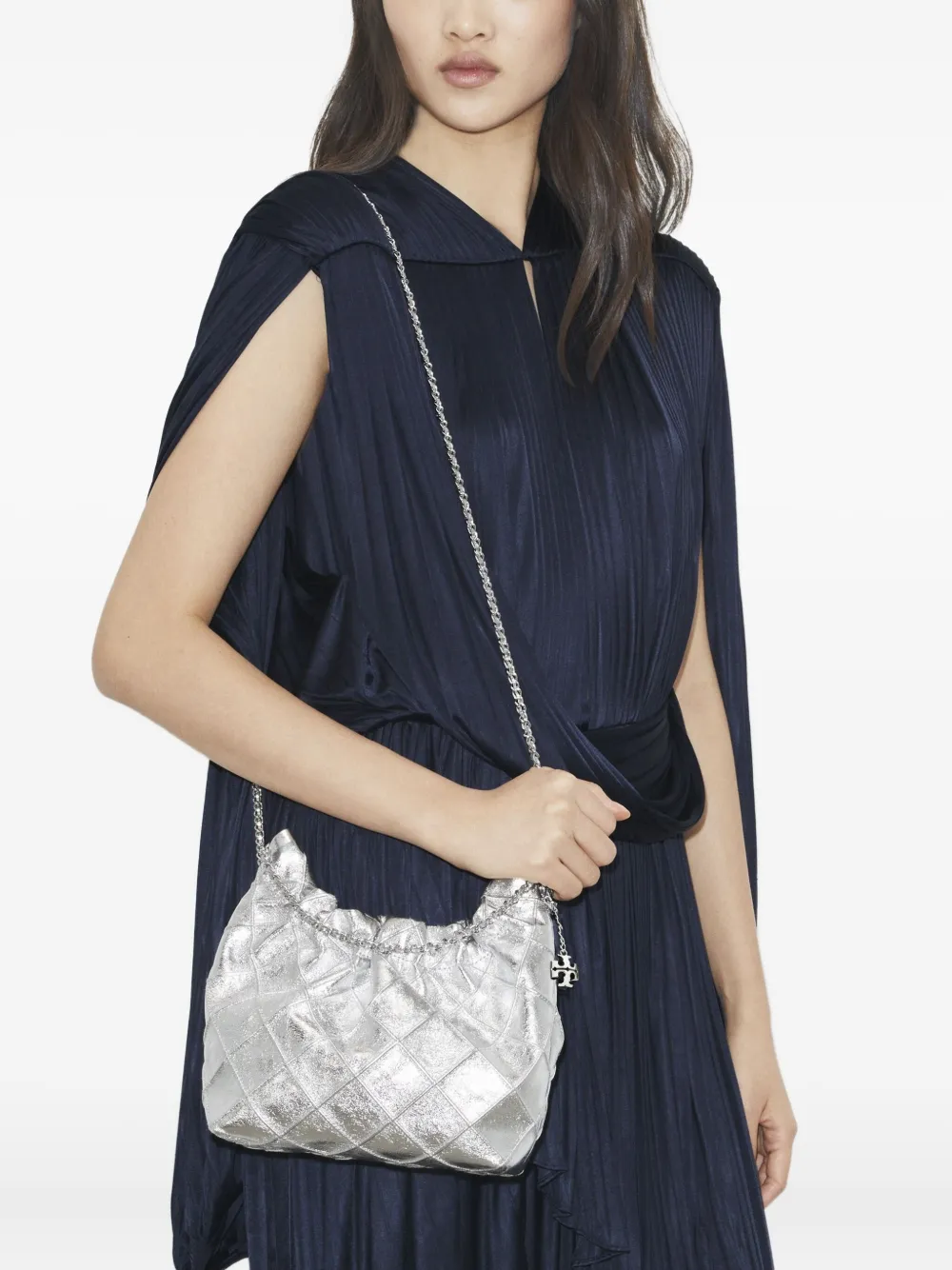 Tory Burch mini Fleming shoulder bag - Zilver