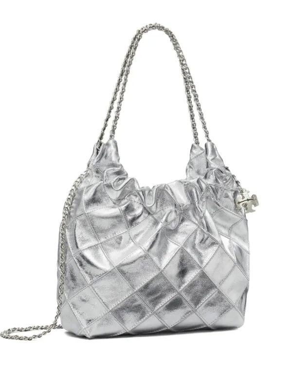 Tory Burch Mini Fleming Shoulder Bag in Silver