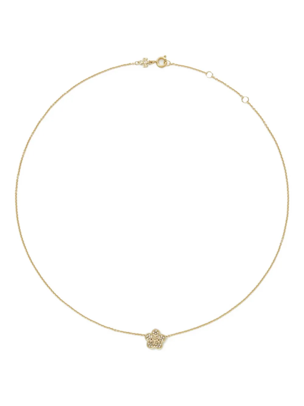 Tory Burch Forget Me Not Pavé Pendant Necklace In Gold