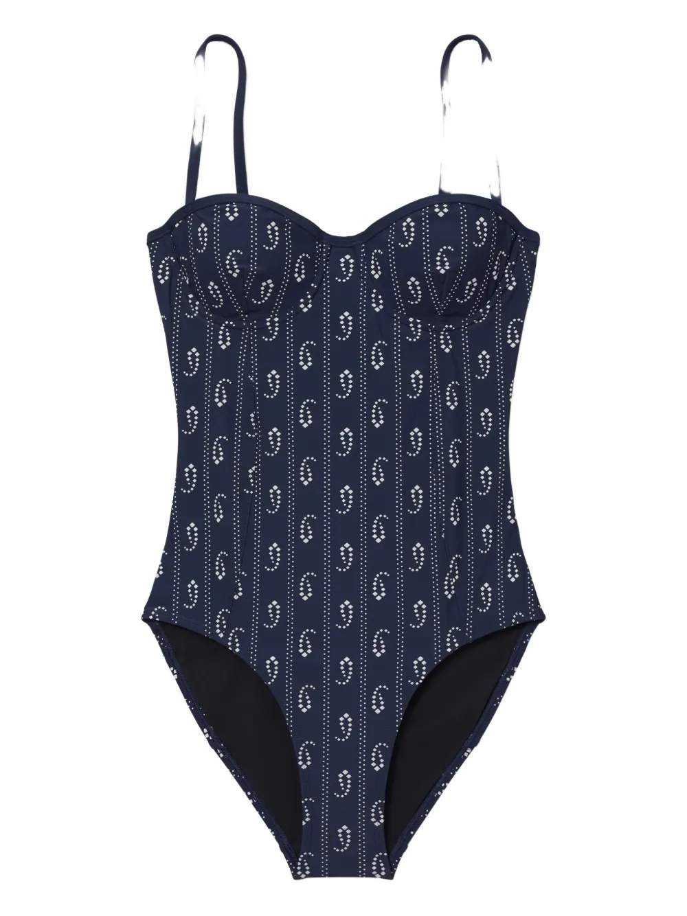 Tory Burch Underwired Swimsuit Adjustable Straps Patterned In Blue
