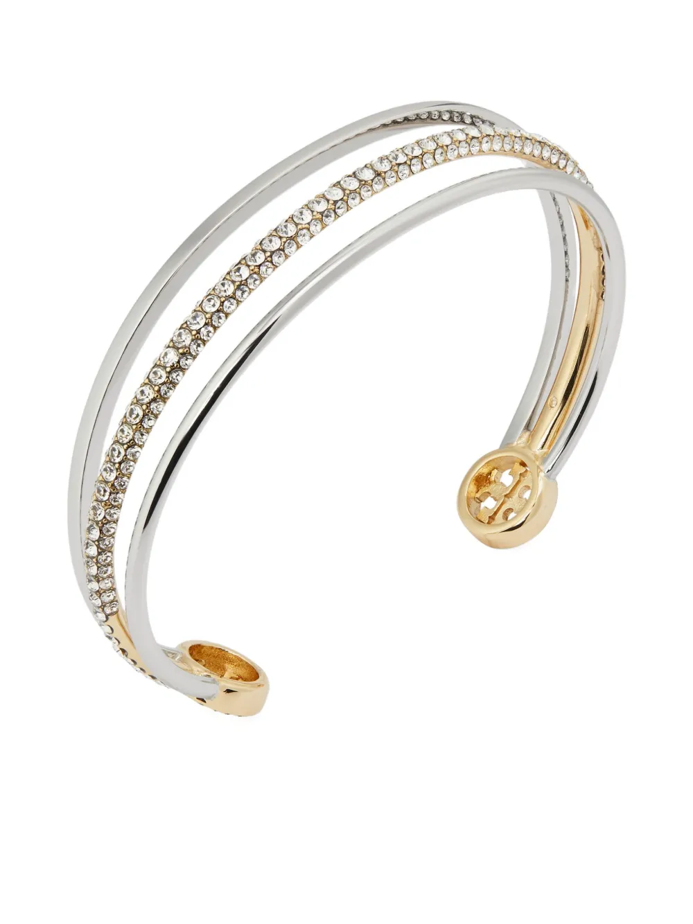 Tory Burch Icon Mixed Pavé Cuff Bracelet In Brown