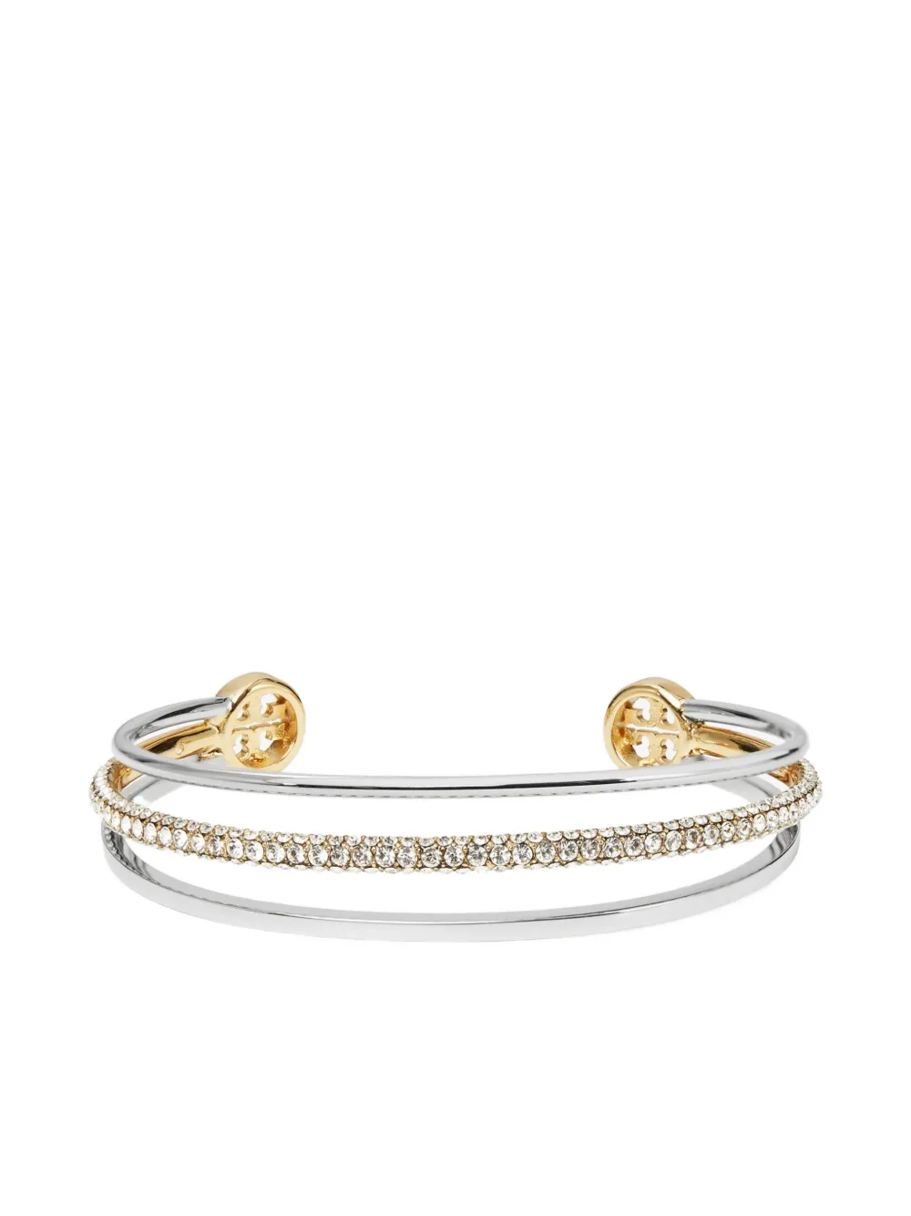Tory Burch Icon Mixed pavé cuff bracelet - Zilver