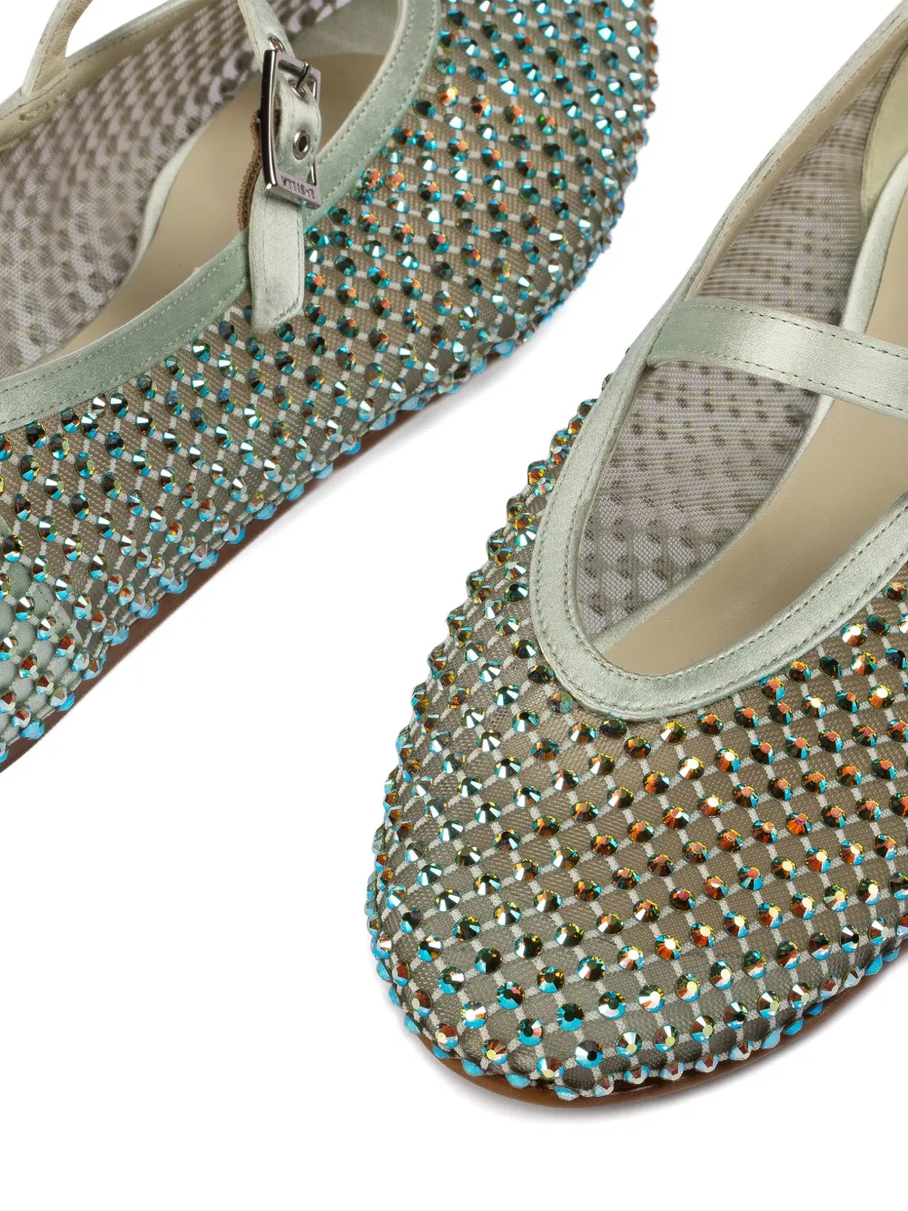 Le Silla Gilda crystal-embellished ballerina shoes Groen