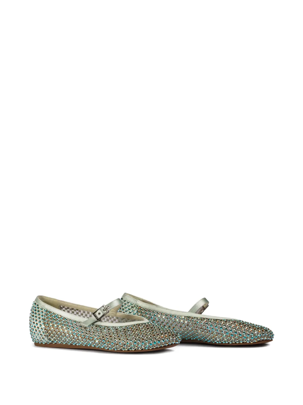 Le Silla Gilda crystal-embellished ballerina shoes - Groen