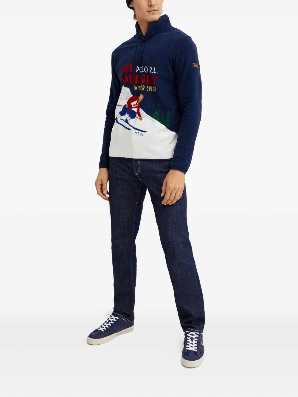 Polo Ralph Lauren Fleece sweater met print Blauw