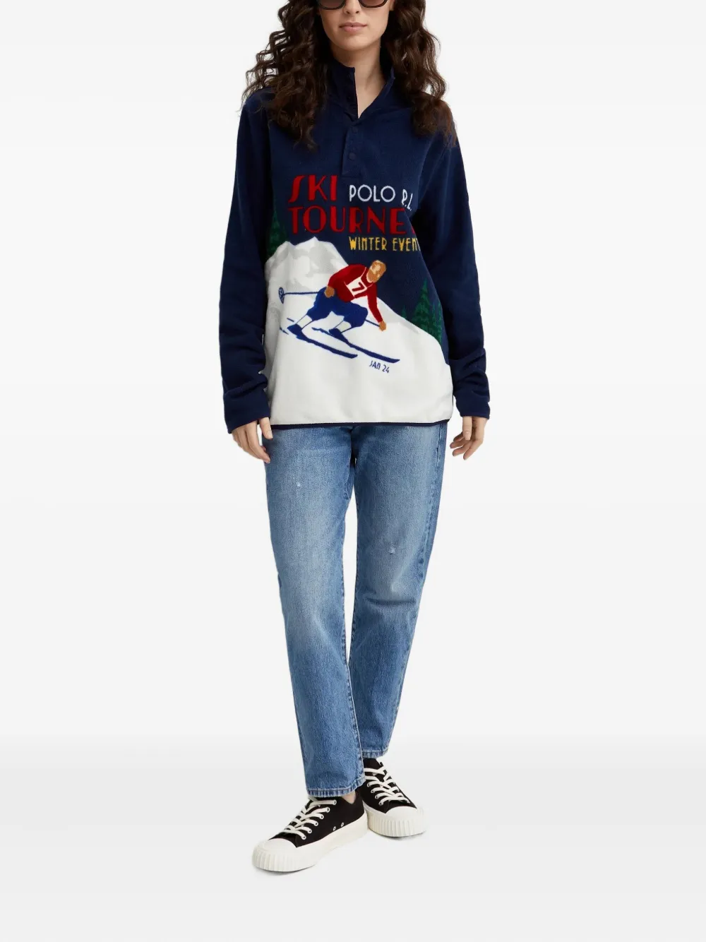 Polo Ralph Lauren Fleece sweater met print Blauw