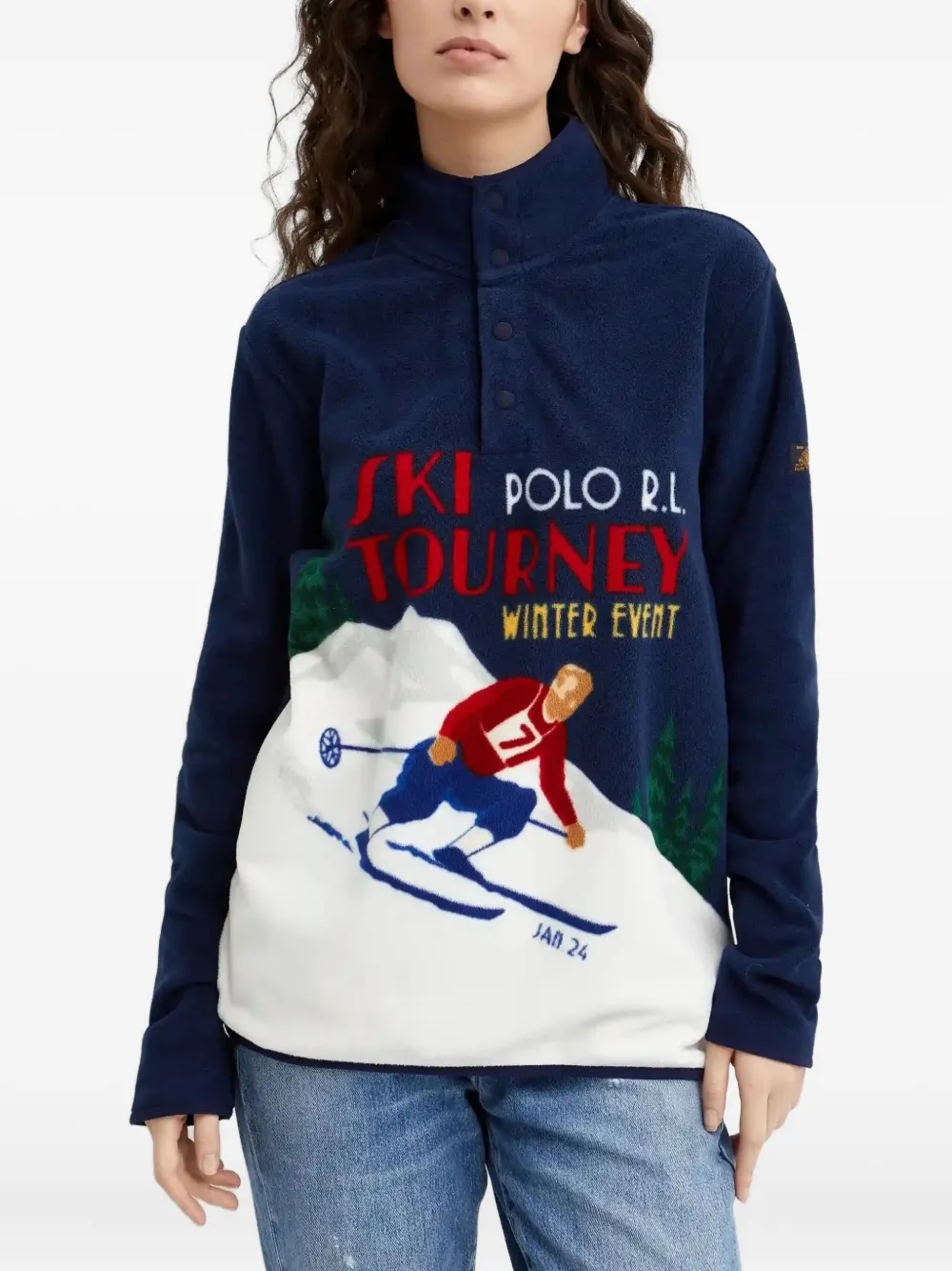 Polo Ralph Lauren Fleece sweater met print Blauw