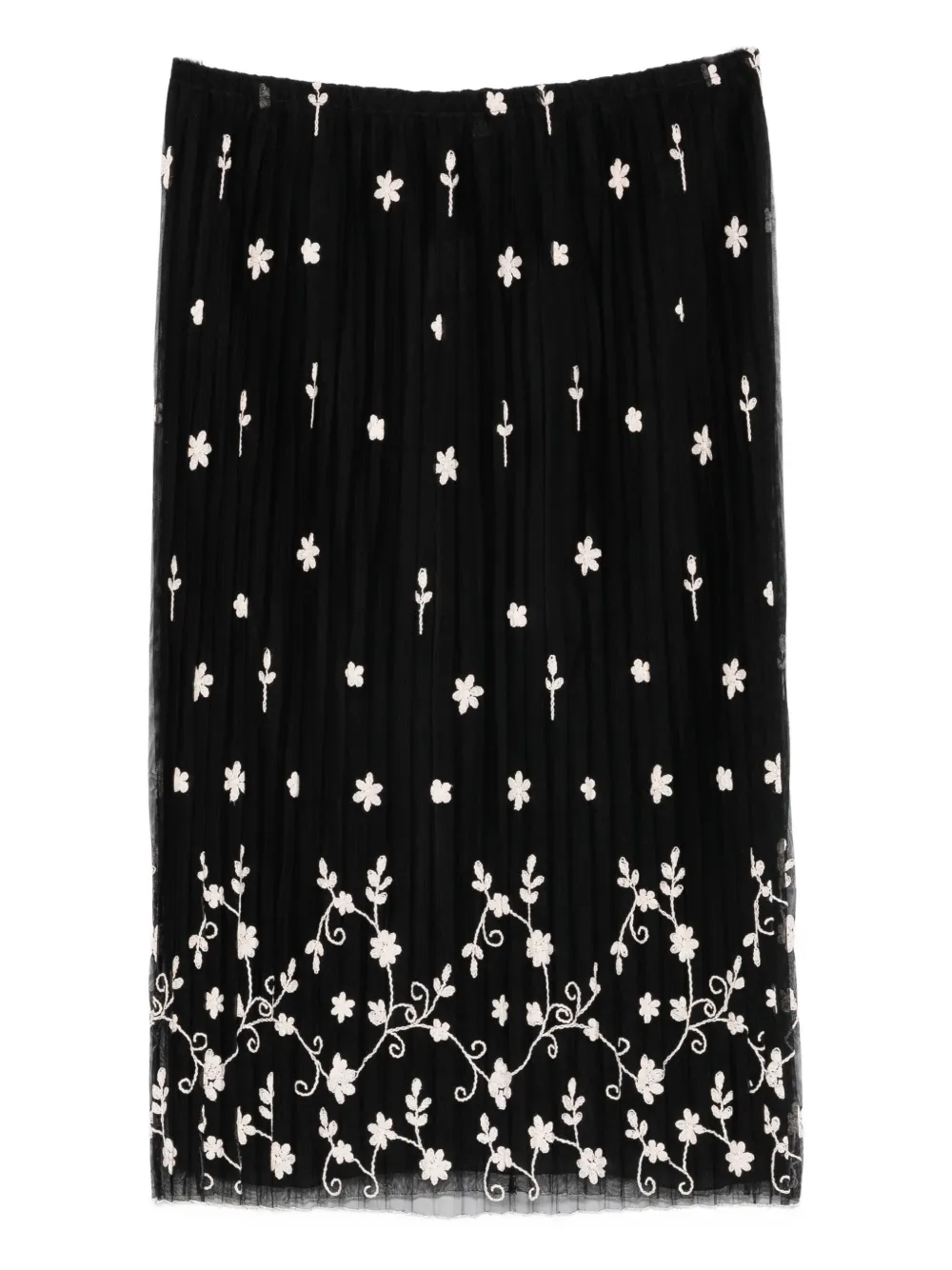Totême Floral Tulle Midi Skirt In Black