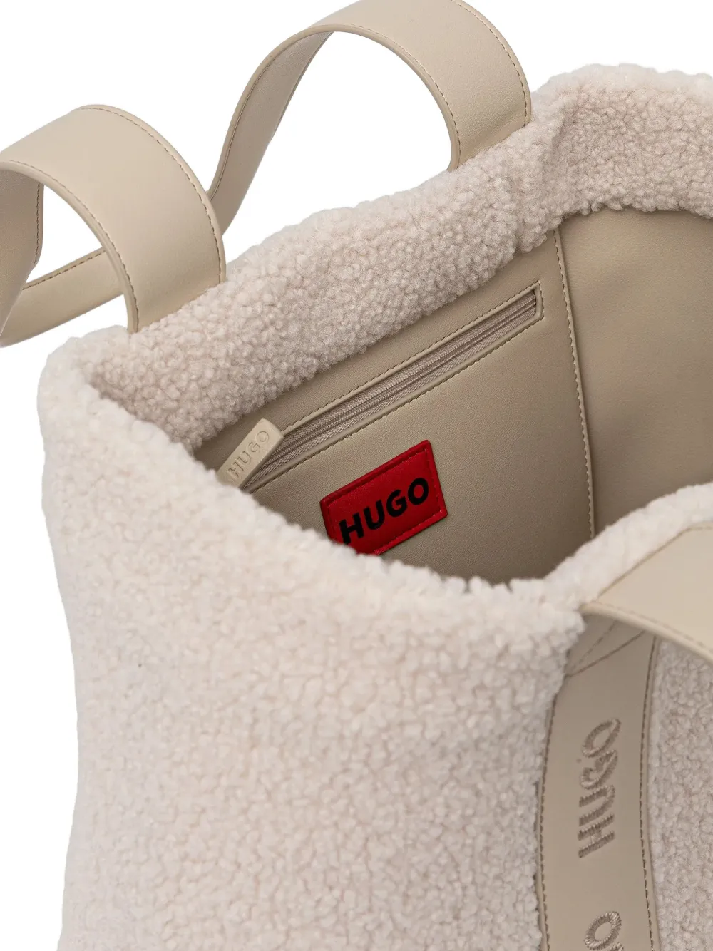 HUGO Shopper met geborduurd logo Beige