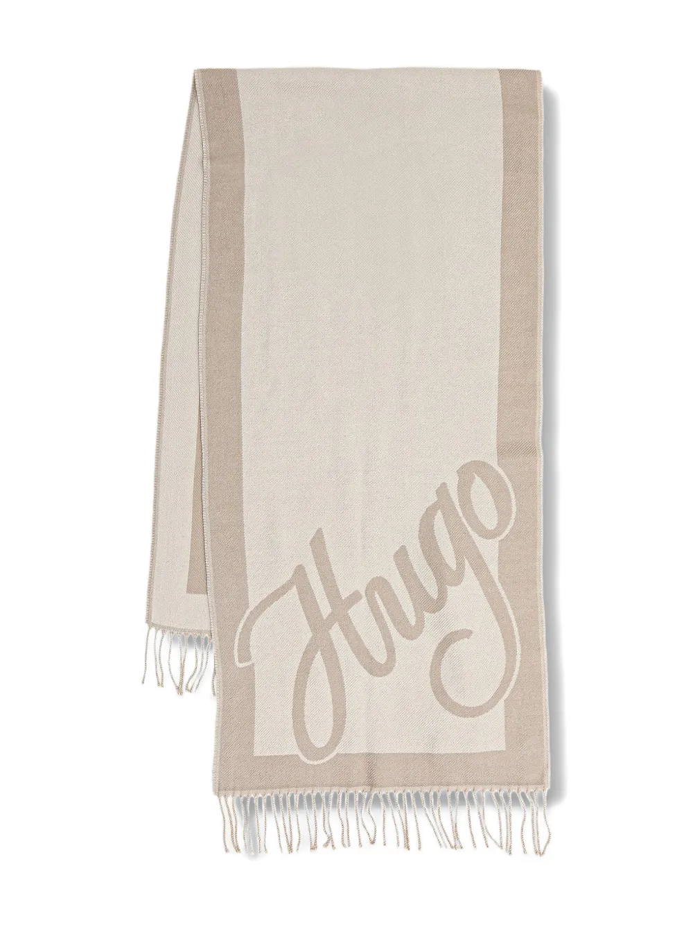 HUGO fringed-border scarf set - Beige