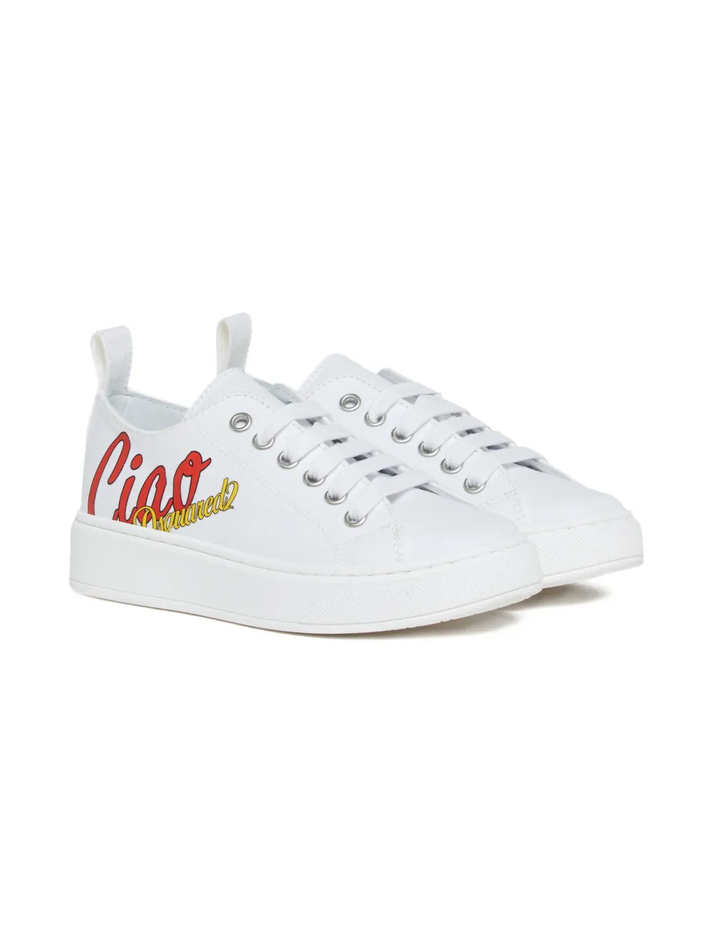 DSQUARED2 KIDS slogan-print sneakers - Bianco