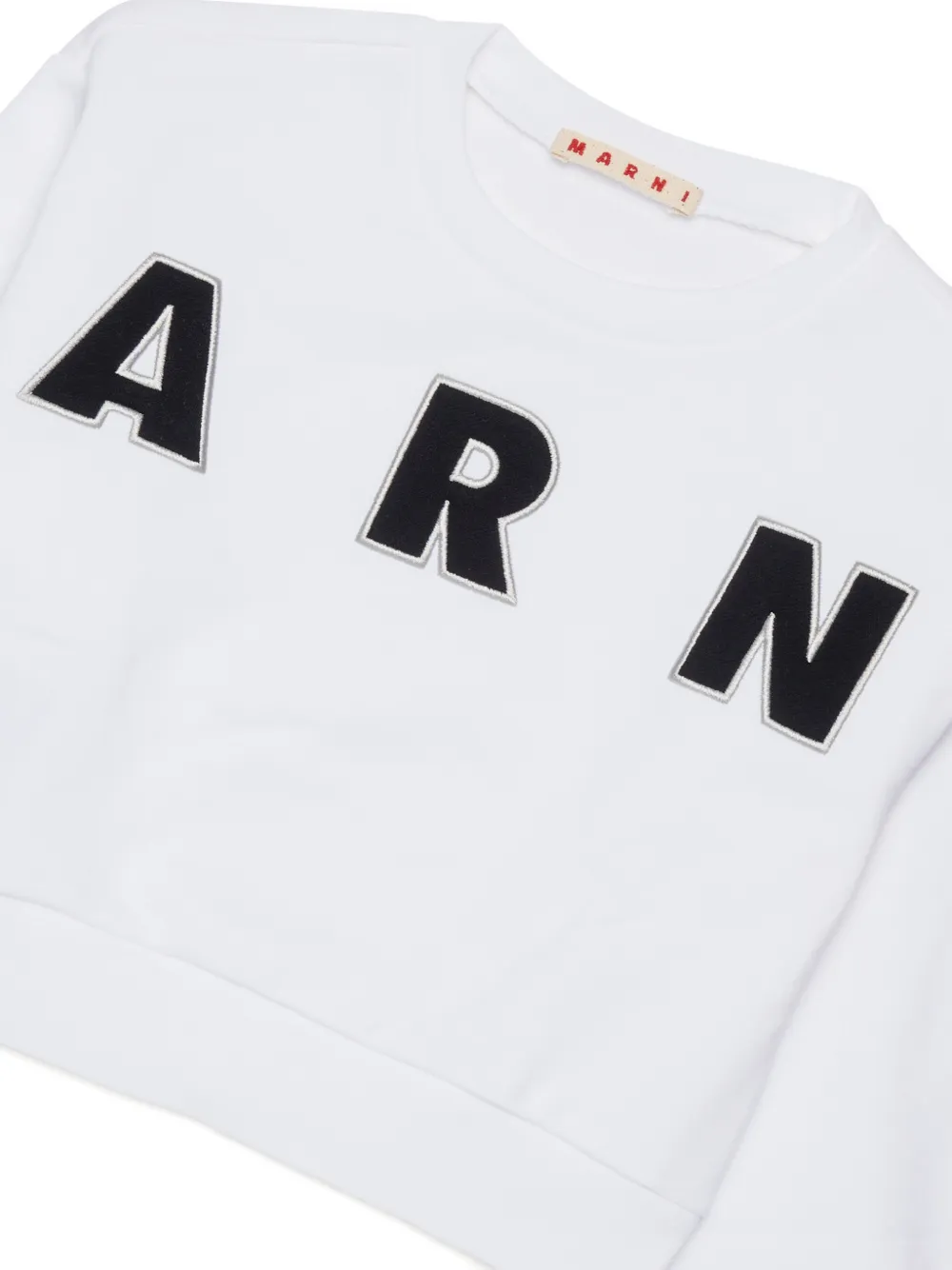  Marni Kids Logo-embroidered Cropped Sweatshirt - White 