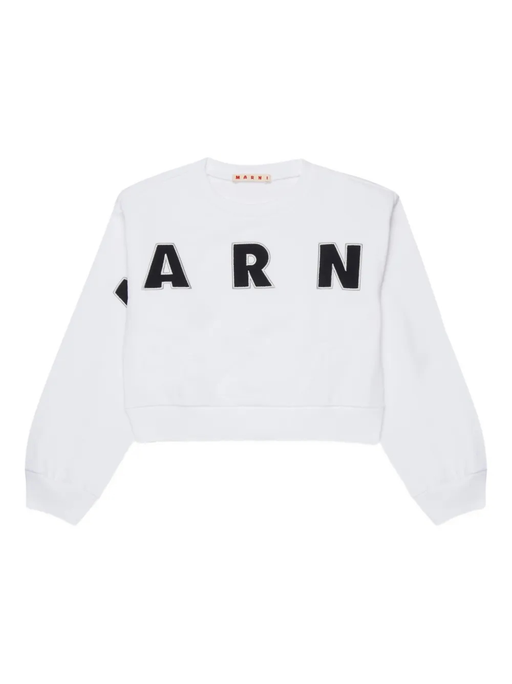 Marni Kids logo-embroidered cropped sweatshirt - White