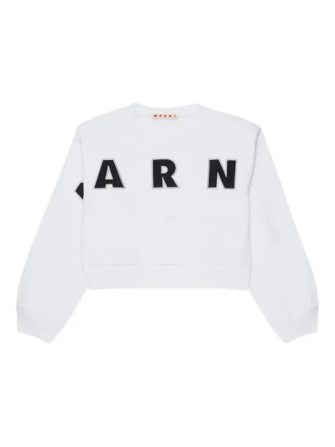 Marni Kids Cropped-Sweatshirt mit Logo-Stickerei