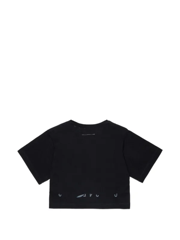 MM6 Maison Margiela Kids Numbered Cropped T-shirt | Black