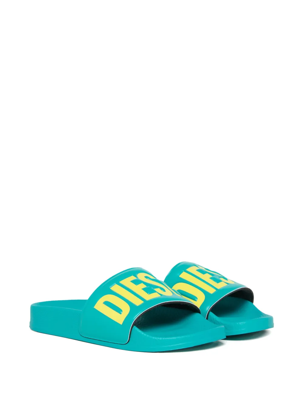 Diesel Kids embossed-logo slippers - Blu