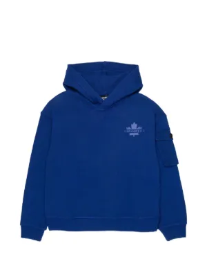 Burberry Kids Equestrian Knight Cotton Hoodie | Blue | FARFETCH CA