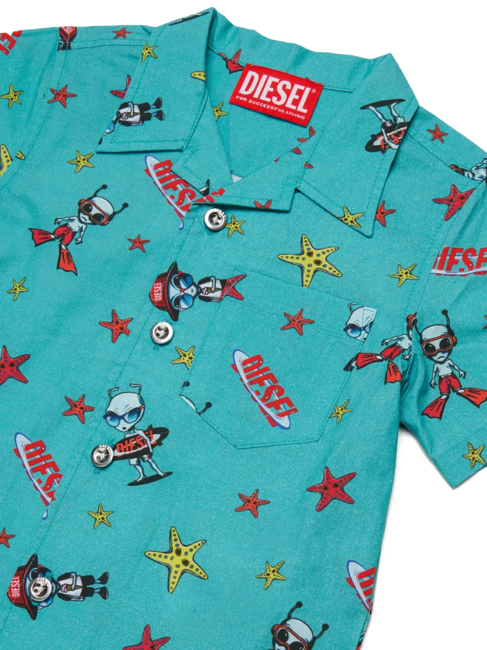 Diesel Kids Shirt met korte mouwen en patroon Blauw