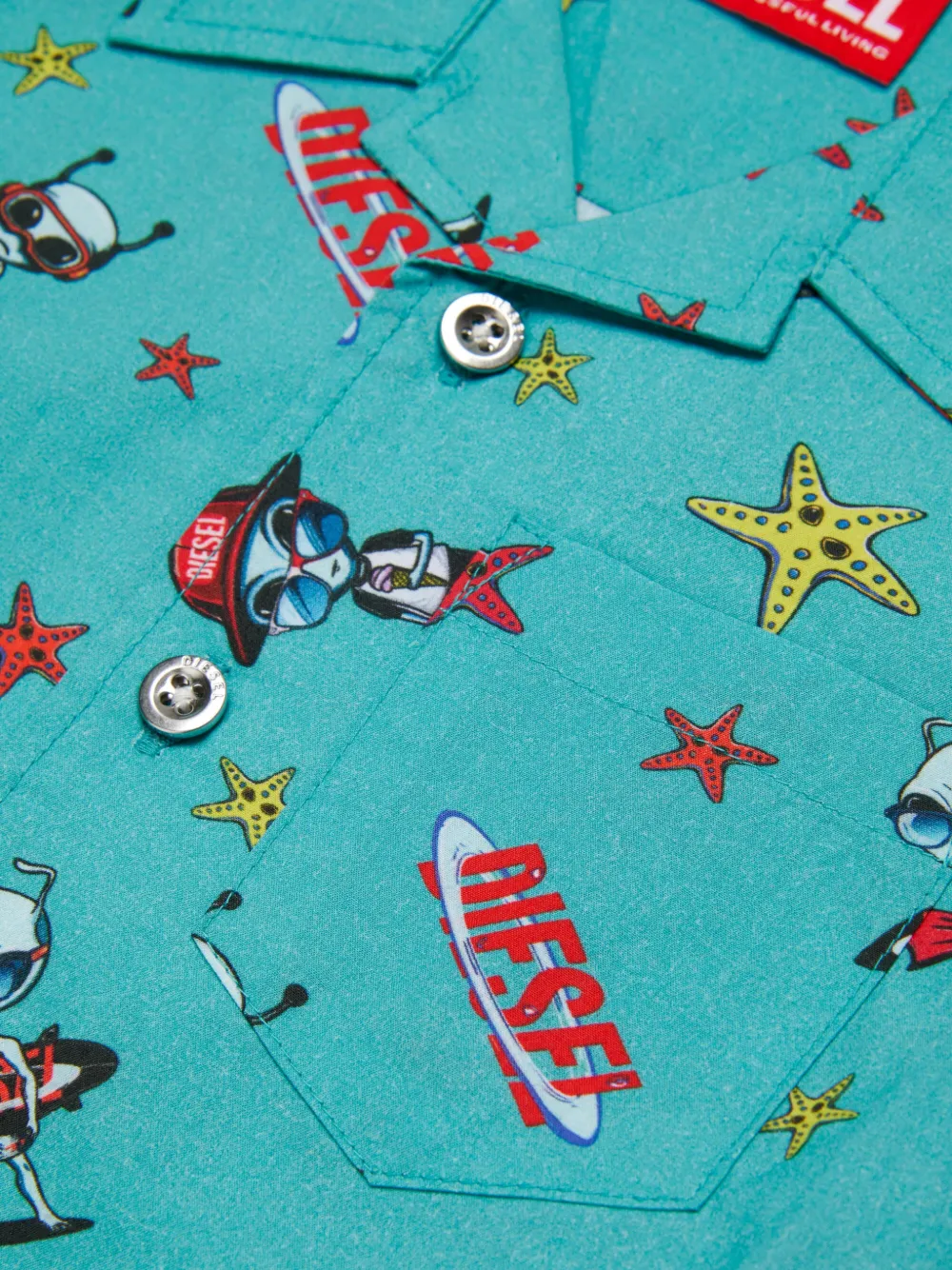 Diesel Kids Shirt met korte mouwen en patroon Blauw